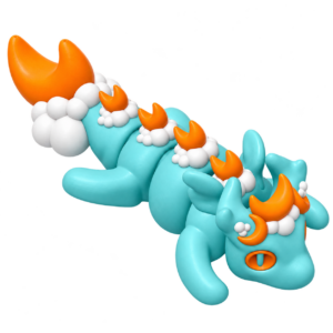 Mini Dragon Dream – Dragon Dream articulé multicolore avec anneau porte-clés intégré et longue queue flexible.
