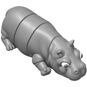 Mini Hippopotame – Mini hippopotame articulé Print-in-Place robuste